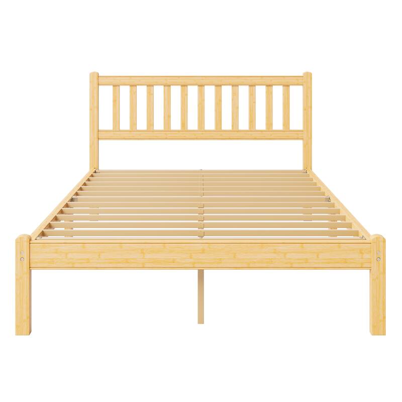 37 Inch Solid Bamboo Bed Frame with Headboard, Stylish & Sturdy Sleep Solution