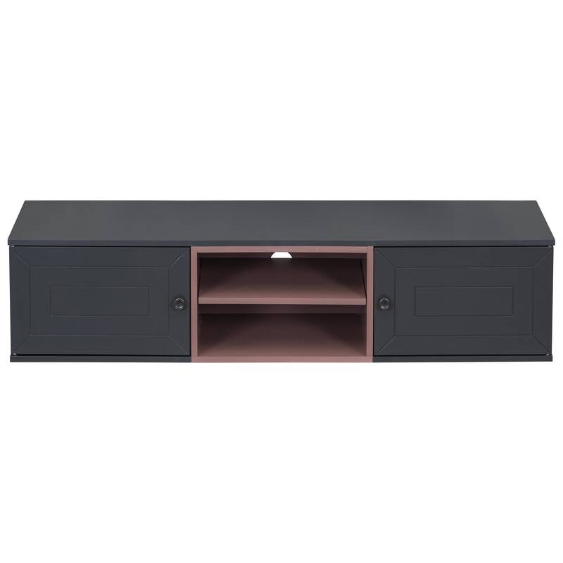 Floating TV Stand, Wall Mounted TV Shelf w/ Storage, 3 Levels