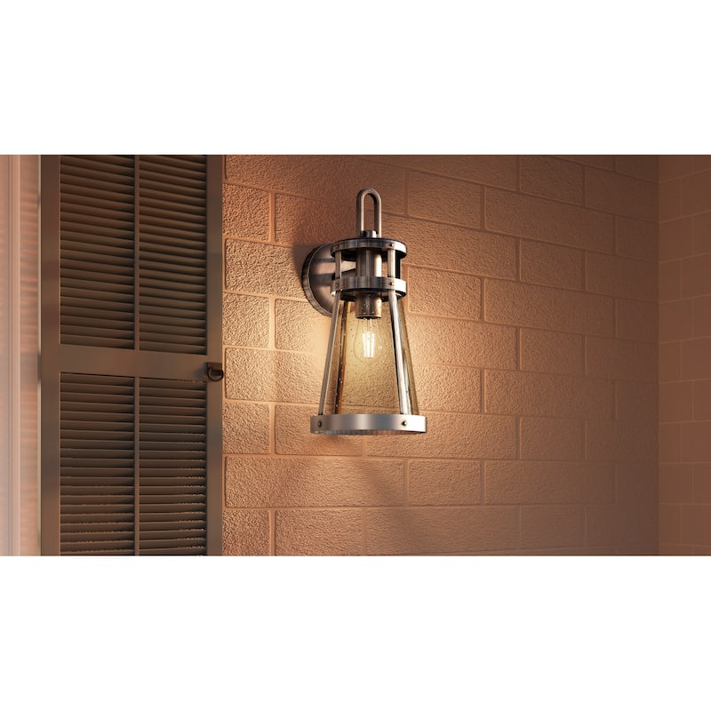 Barber 1-Light Antique Brushed Aluminum Outdoor Wall Lantern