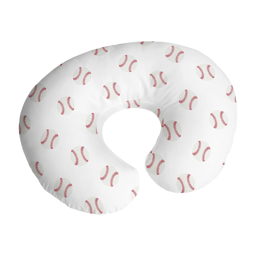 Sweet Jojo Designs Baseball Sports Nursing Breastfeeding Pillow Cover Case (Pillow Not Included) Red and White Americana