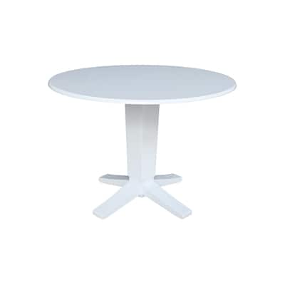 42 in Solid Wood Round Dual Drop Leaf Pedestal Dining Table