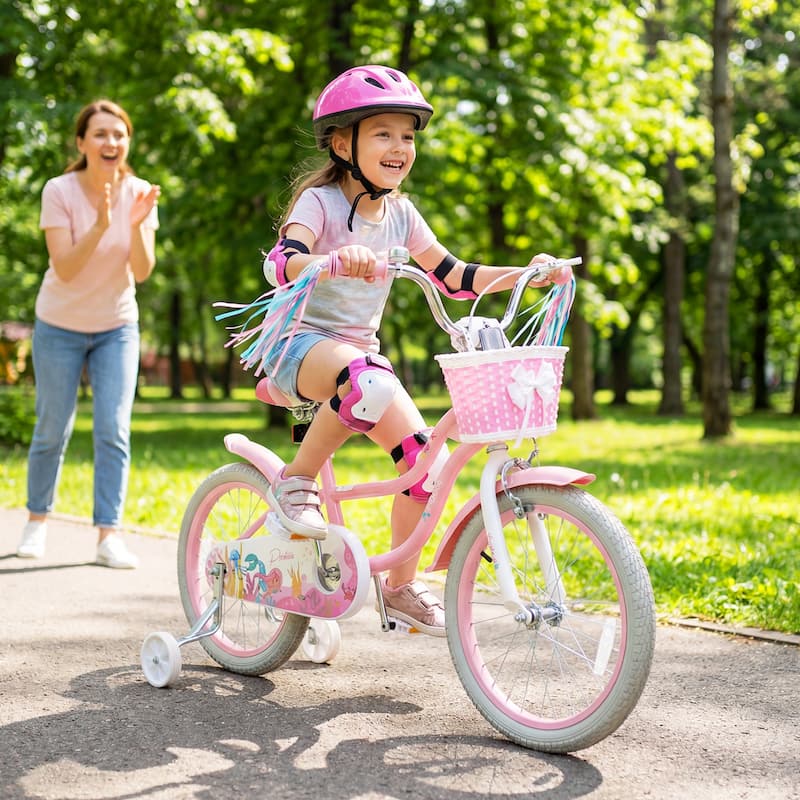 Gymax 18'' Kids Bike Toddler Bicycle w/ Training Wheels Hand & Coaster