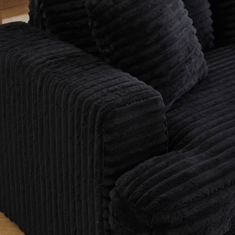 Corduroy Upholstered 3 Seater Sofa, Oversized Cloud Deep Seat Couch with 4 Lumbar Pillows, Loveseat for Living Room, Apartment