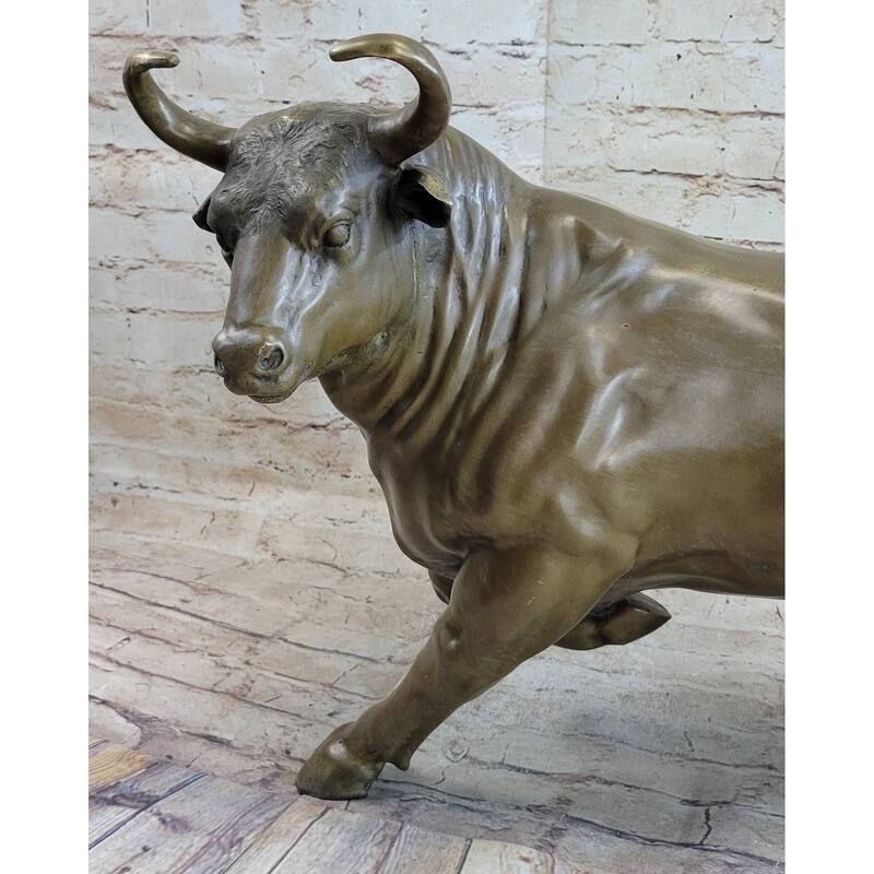 Trotting Bull Bronze Figurine Statue Sculpture Figure 16 Inches X 22 Inches