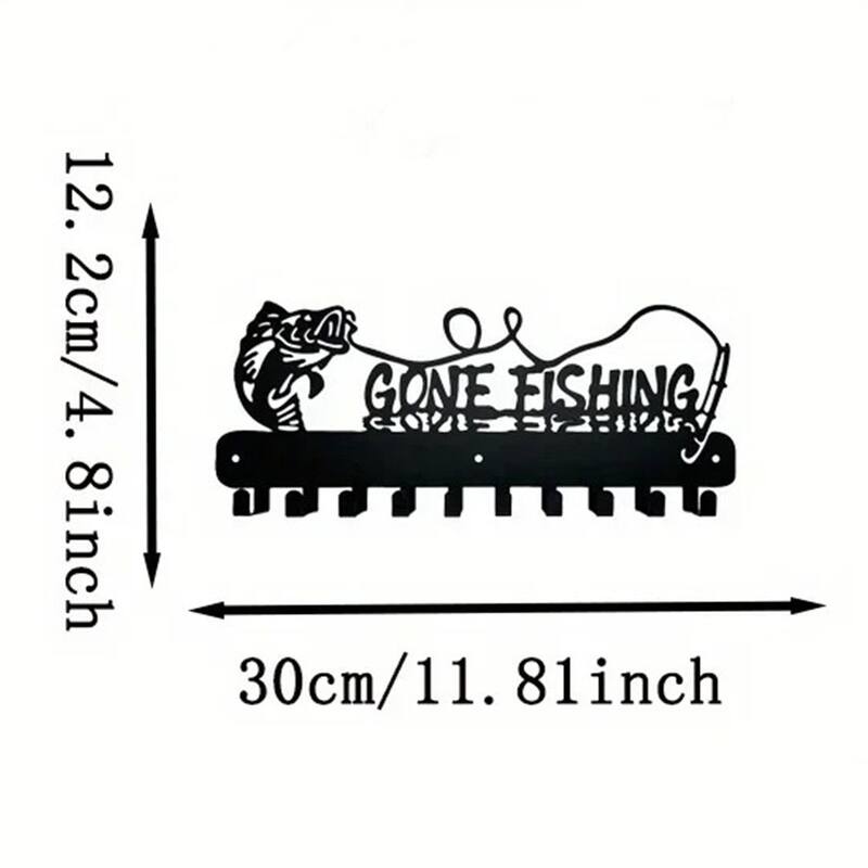 Black Metal Fish Shaped Key Rack with Wall Hook for Coastal Kitchens and Entryways - 11.81”L x 12.2”H