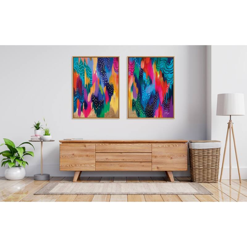 Kate and Laurel Sylvie EV Brushstroke Framed Canvas by Jessi Raulet