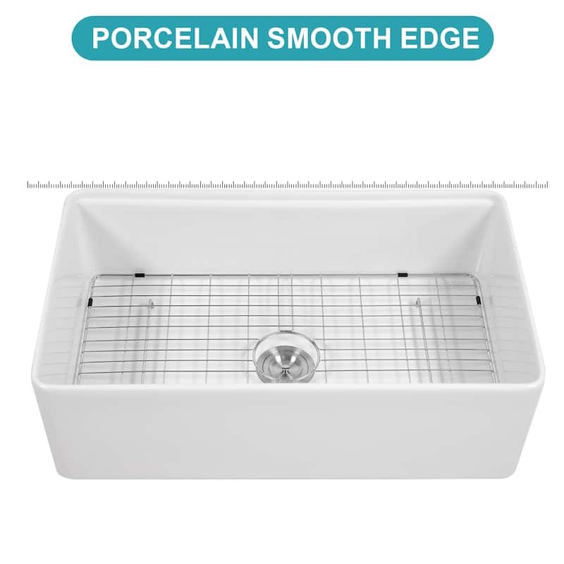 White Kitchen Sink Workstation - 33 x 20 x 10 inch White Porcelain Ceramic Sngle Bowl Kitchen Sink