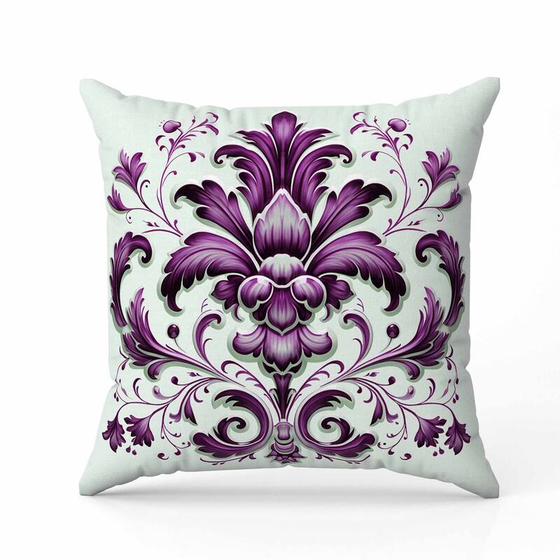 Vintage Veil Indoor/Outdoor Reversible Throw Pillow Green and Purple