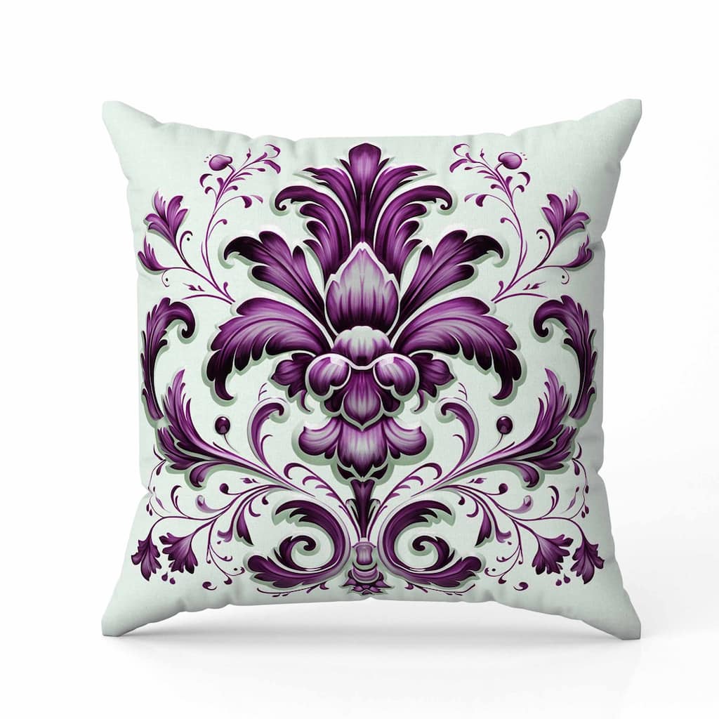 Vintage Veil Indoor/Outdoor Reversible Throw Pillow Green and Purple