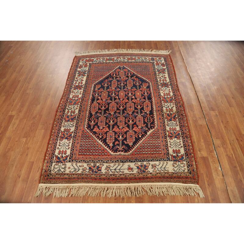 Vegetable Dye Malayer Persian Rug Hand-Knotted Wool Carpet - 4'8"x 6'4"