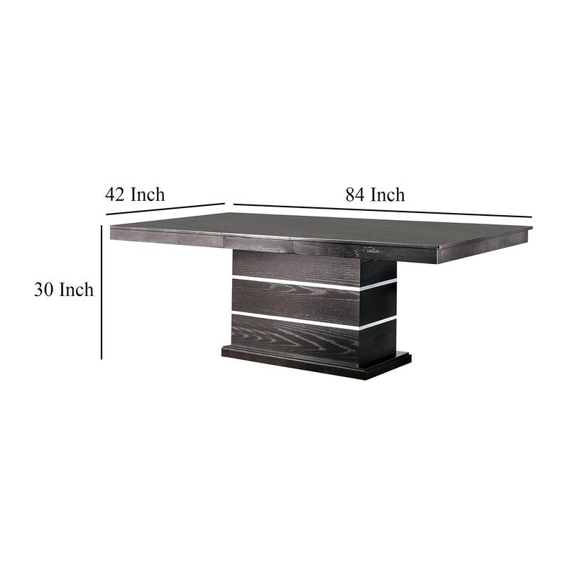 Keo Dining Table, 66-84 Inch Extendable Top, Chrome Accent Base, Brown