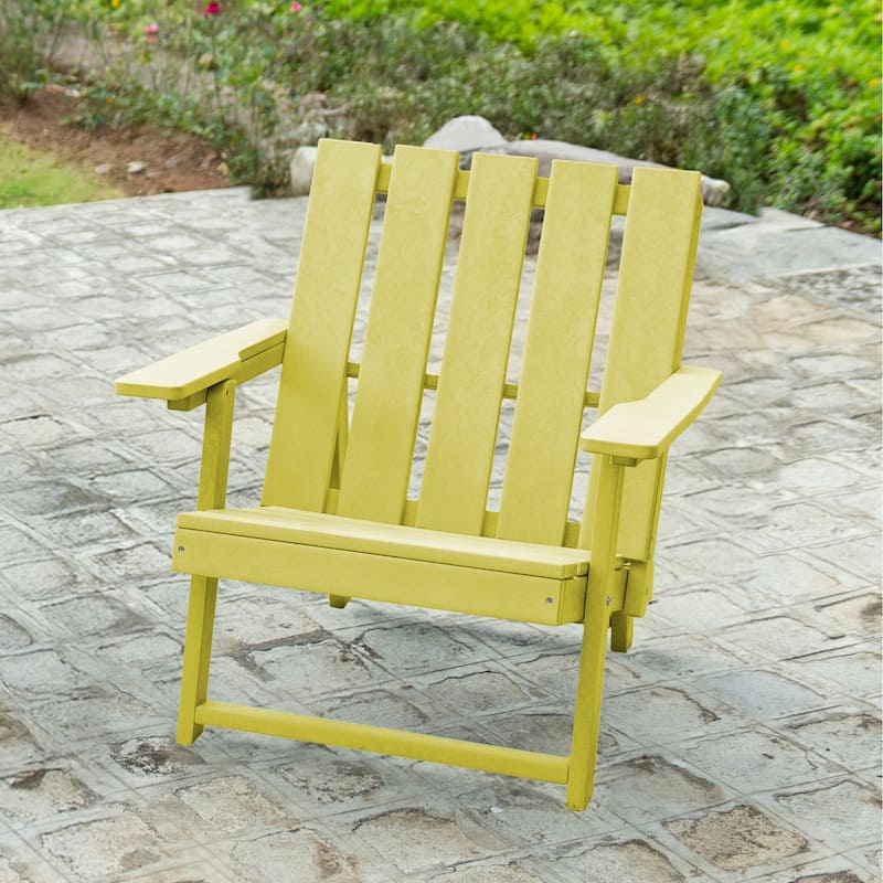 Amalfi Fully Assembled All-Weather HDPE Outdoor Folding Modern Adirondack Chair - Yellow