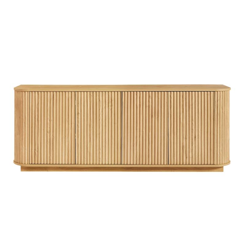 Sideboard Storage Cabinet TV Stand with wave pattern Buffet Cabinet Wooden Vertical Striped Cabinet - 64''W x 15''D x 24''H
