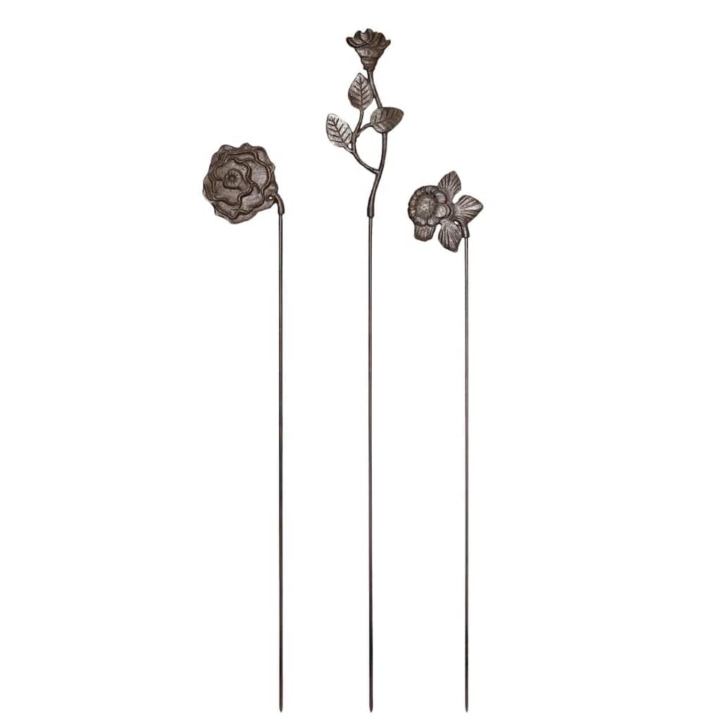 Transpac Iron Distressed Flower Y/S Set of 3 Spring Home Decorations