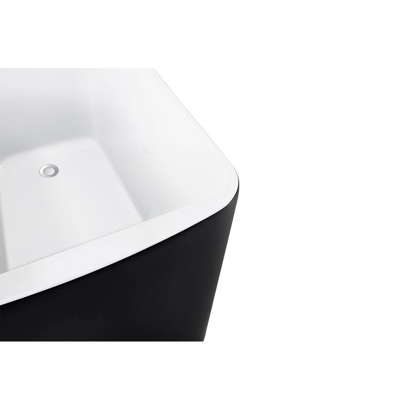 47 in. Glossy Acrylic Flatbottom Freestanding Non-Whirlpool Soaking Bathtub in White With Seat