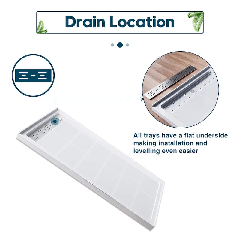 Elegant Rectangular SMC Shower Base 48'' W x 36'' D x 4'' H Single Threshold Anti-slip Shower Pan with Shower Drain
