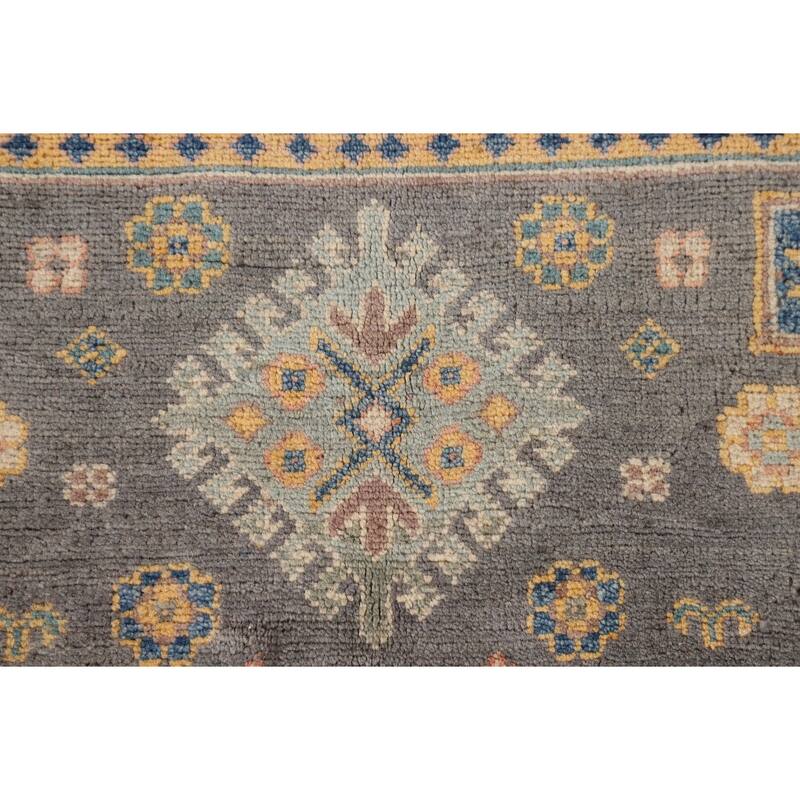 Geometric Kazak Area Rug Handmade Oriental Wool Carpet - 4'0" x 5'9"