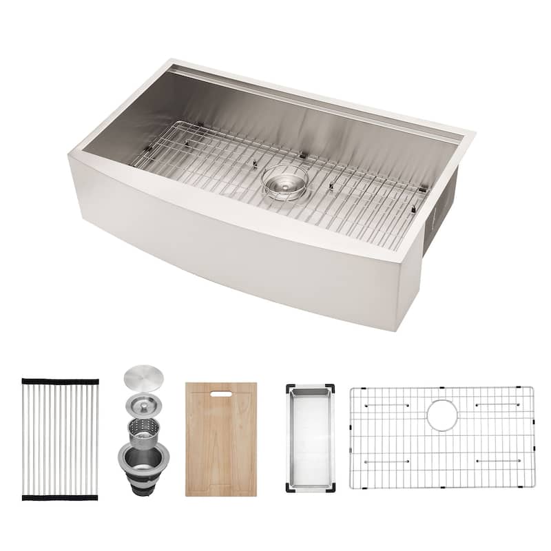 33 in. Farmhouse Apron-Front 18 Gauge Single Bowl Kitchen Sink - 33" x 21" x 9"