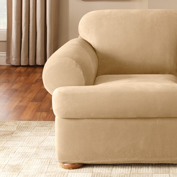 SureFit Stretch Pique 3 Piece T Cushion Chair Slipcover On Sale Bed Bath Beyond 37994560
