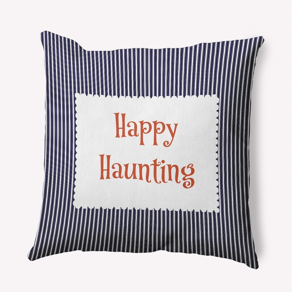 Halloween Happy Haunting Ticking Accent Pillow