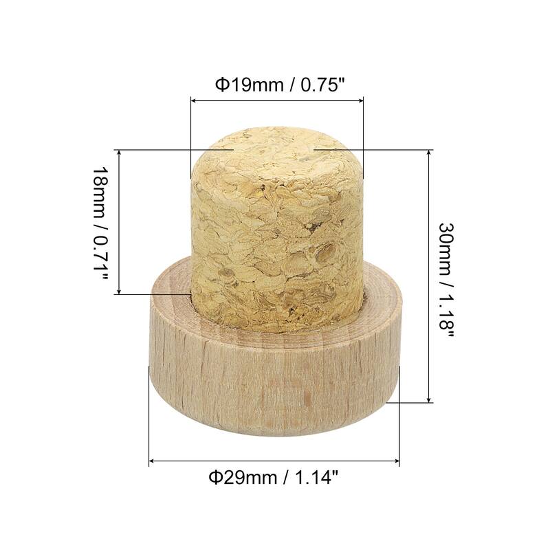 T-shaped Stoppers, 0.75" Cork Wine Stopper Wine Bottle Corks - Wood Color - 8 Pcs 19*18mm