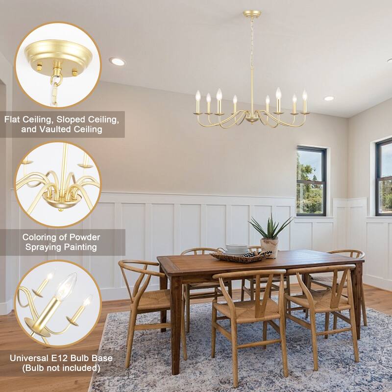 8-Light Farmhouse Candle Chandelier for Bedroom, Kitchen, Living Room and Foyer