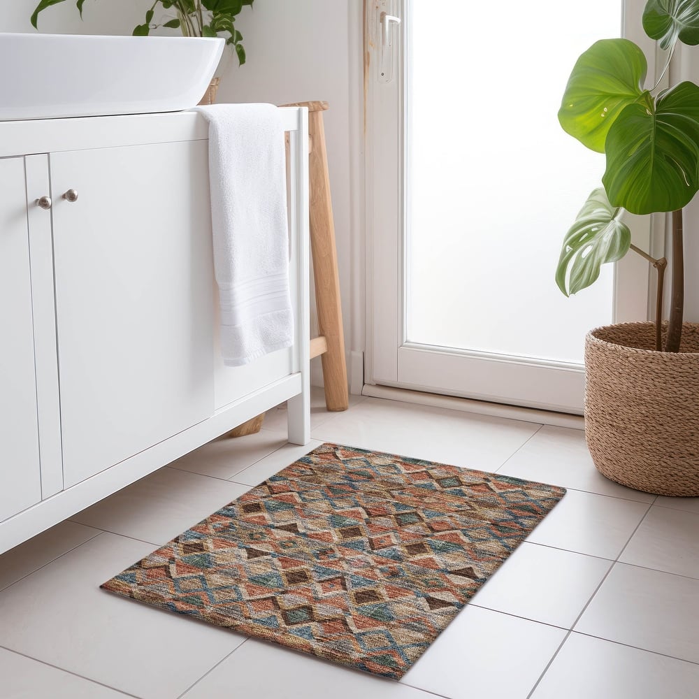 Machine Washable Indoor/ Outdoor Boho Modern Chantille Rug