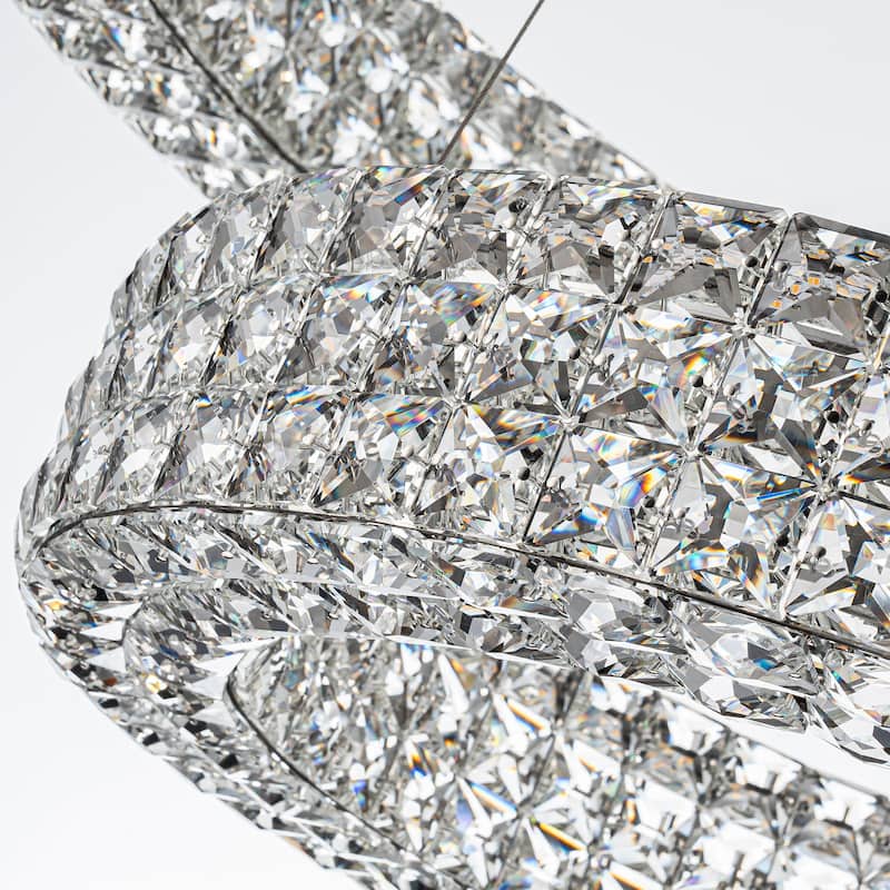 Modern Dimmable LED Crystal Drum Chandelier Glam Ring Lights