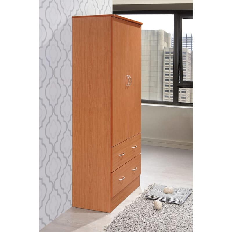 71.5" Cherry Red Armoire with Drawers and Clothing Rod