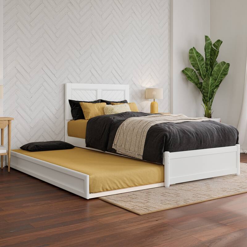 Clayton Platform Bed with Panel Footboard and Twin XL Trundle