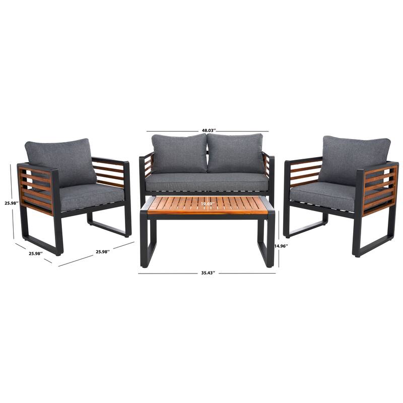 SAFAVIEH Outdoor Living Vesta 4-Piece Living Set - 48"W x 26"D x 26"H