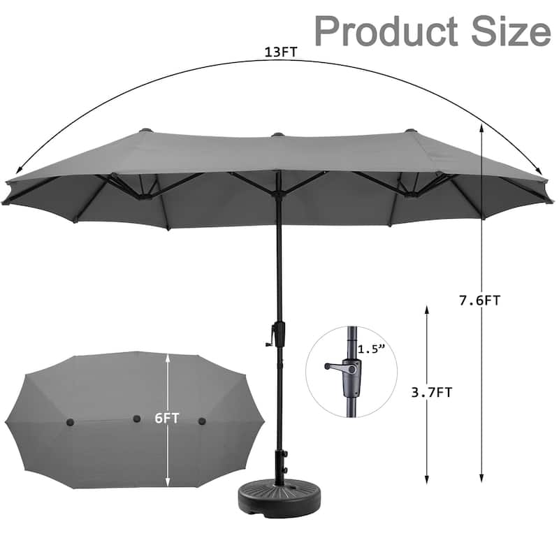 Autlaycil 13 ft Patio Umbrella with Crank For Outdoor Umbrella Base Included