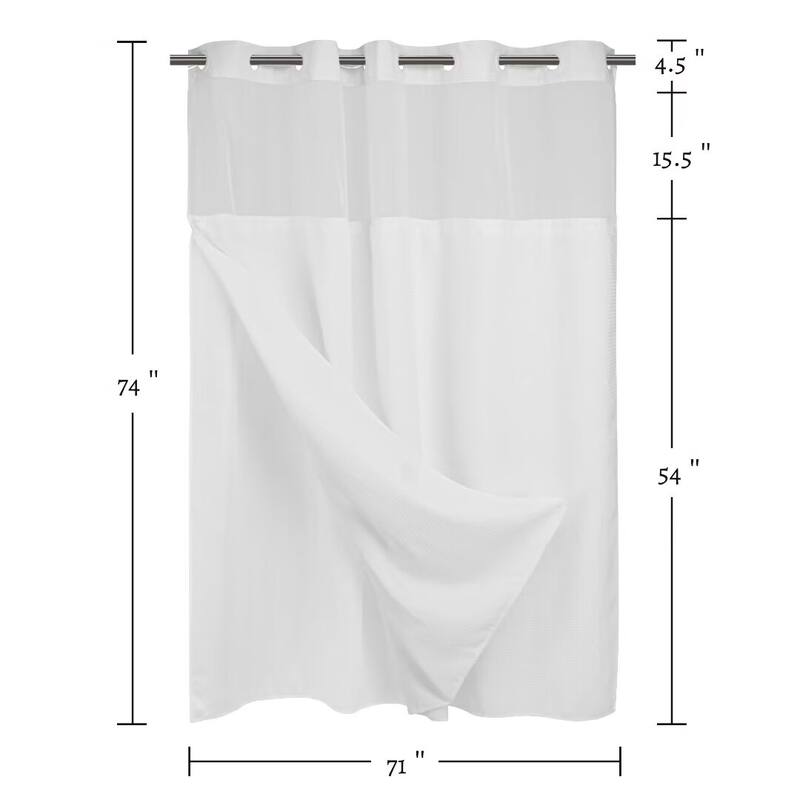 No Hook Waffle Weave Shower Curtain with Snap-in Liner