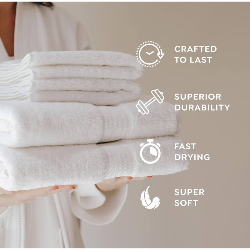 4 Pack Premium Cotton Blend Hand Towels 16x30 - Soft & Absorbent, Blue