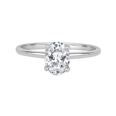 Auriya 2 1/10ct Oval Hidden Halo Solitaire Diamond Engagement Ring in 14k Gold Certified (H-I, SI1-SI2)