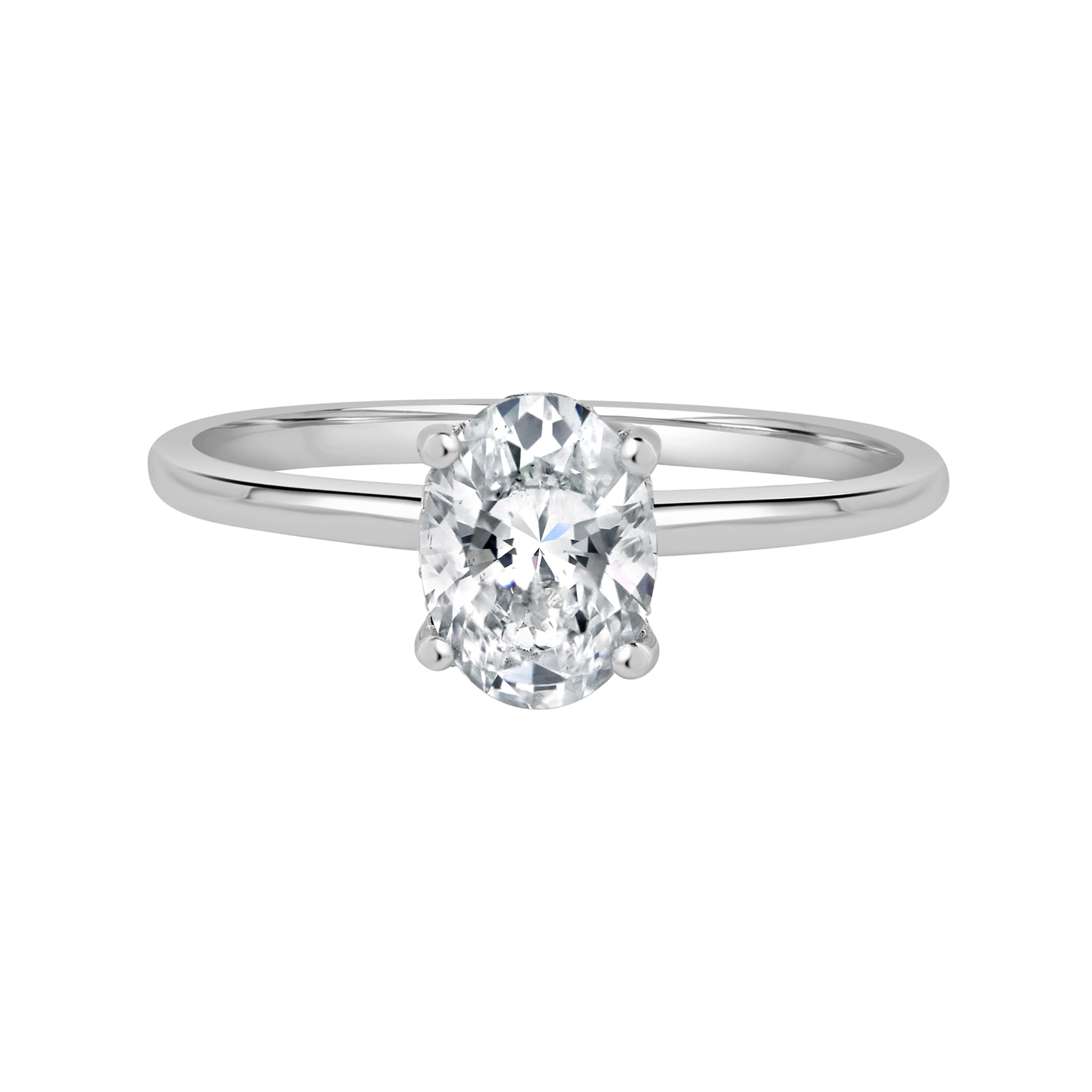 Auriya 2 1/10ct Oval Hidden Halo Solitaire Diamond Engagement Ring in 14k Gold Certified (H-I, SI1-SI2)
