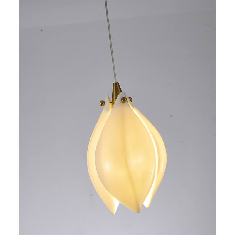 1-Light Bronze Single Pendant With A Cream Ceramic Flower
