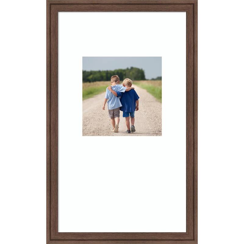 Florence Gold Framed Picture Frame, Photo Frame - 13x22 Matted White 8x8 - Florence Medium Brown