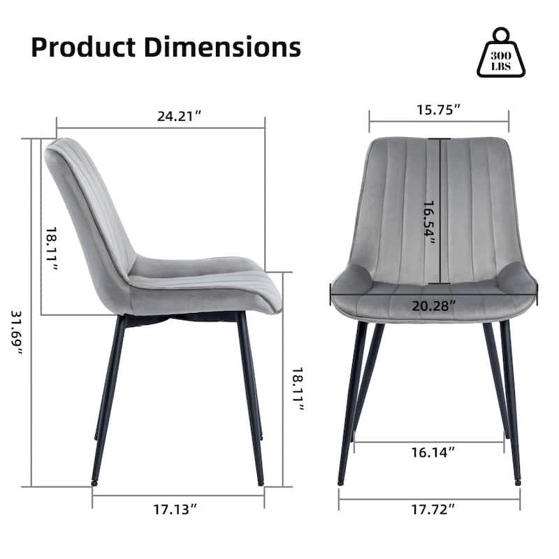 XINMICS Mid-century Modern Dining Chairs, Velvet Upholstered Metal Side Chair, Set of 2/4/6
