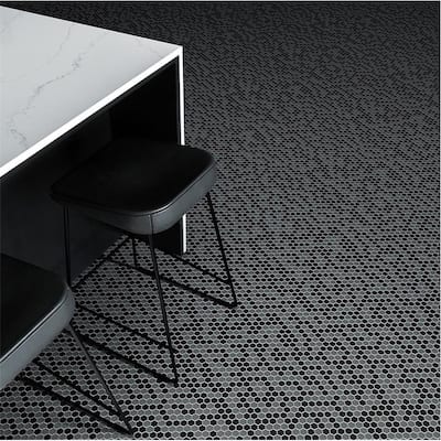 Merola Tile Citi Hex Black 10-1/4" x 11-7/8" Porcelain Floor and Wall Tile