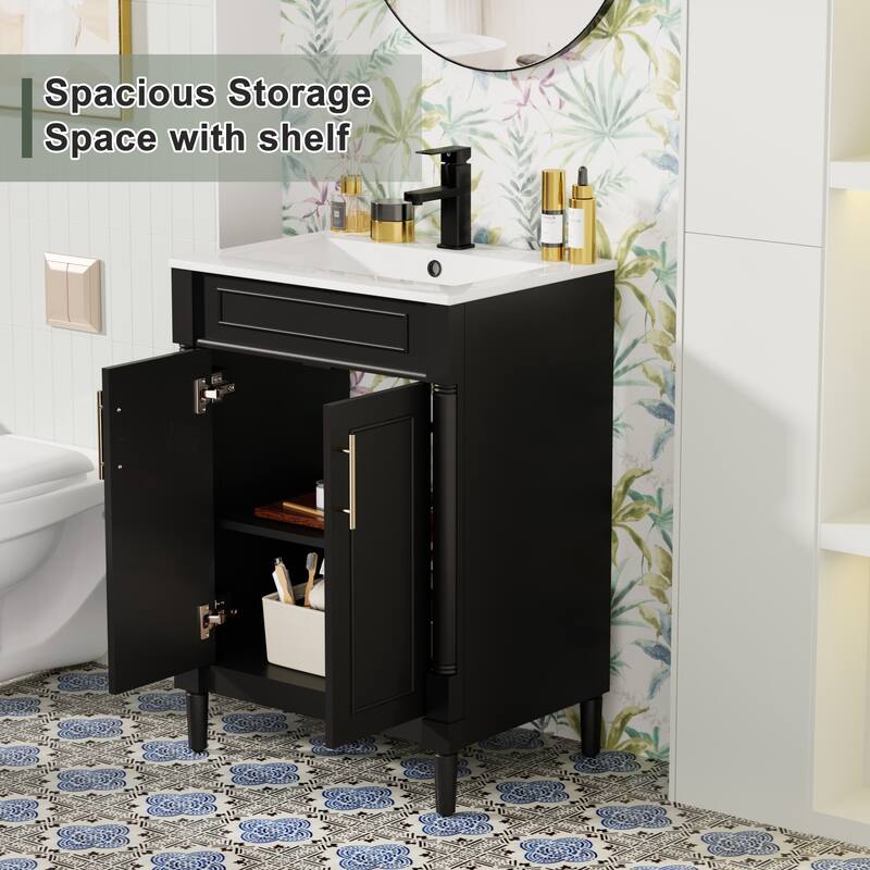 24"/30"/36" Retro Bathroom Vanity W/ Drop in Sink Combo Cabinet Set