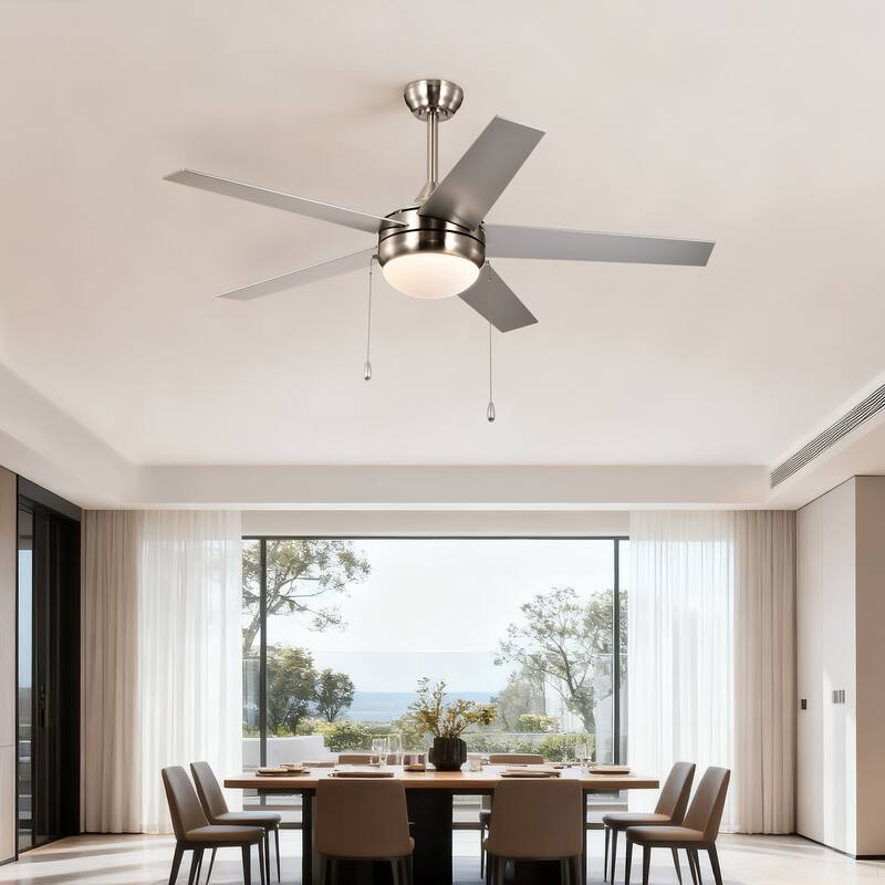 Matte Black/Brushed Nickel 52 in. Integrated LED Indoor 5-Blade Ceiling Fan with Pull Chain