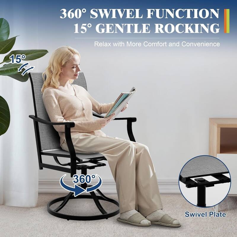 2PCS Outdoor Swivel Dining Chairs for Poolside Lawn Garden