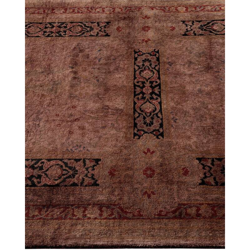 Overton Hand Knotted Wool Vintage Inspired Modern Contemporary Overdyed Brown Runner Rug - 3' 0" x 8' 10"