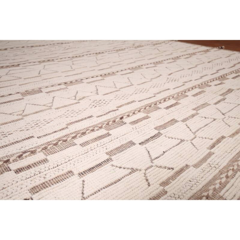 Moroccan Oriental Large Area Rug Hand-Knotted Abstract Wool Carpet - 10'1"x 13'9"
