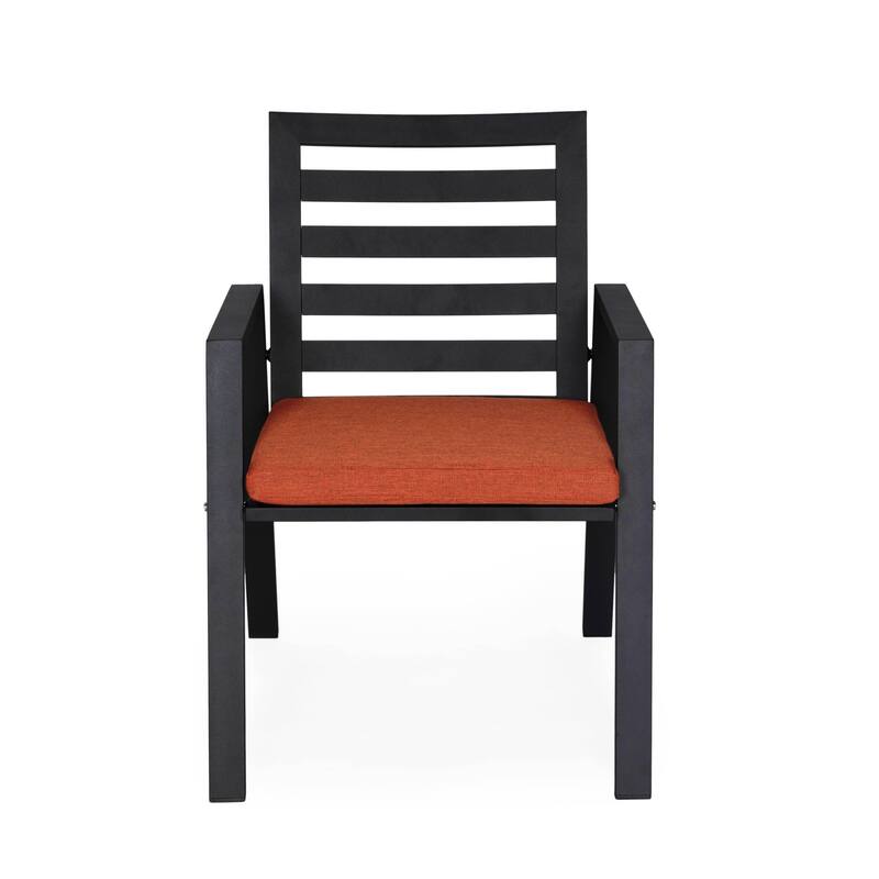 7-Piece Outdoor Dining Set in Black Aluminum Chelsea Series by LeisureMod
