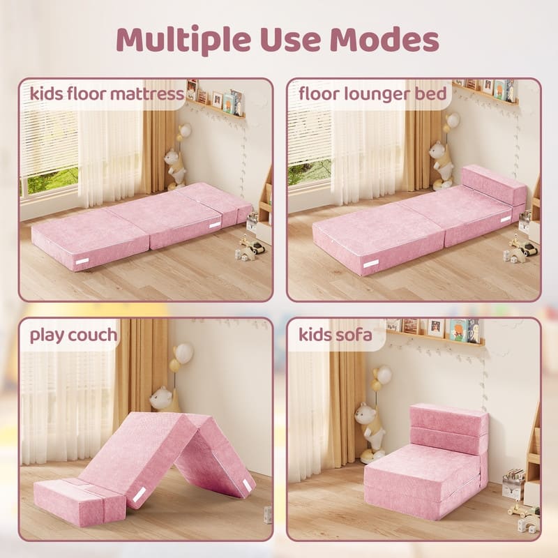 DoCred Kids Folding Sofa, Convertible Floor Mattress, Bed, Play Couch