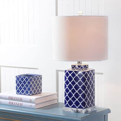 Swirl 23" Chinoiserie LED Table Lamp, Blue/White by JONATHAN Y