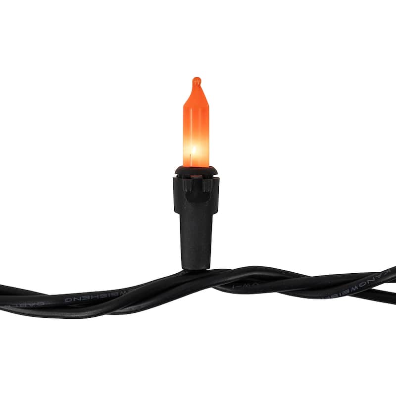 100-Count Orange Mini Halloween Light Set 20ft Black Wire - 20'