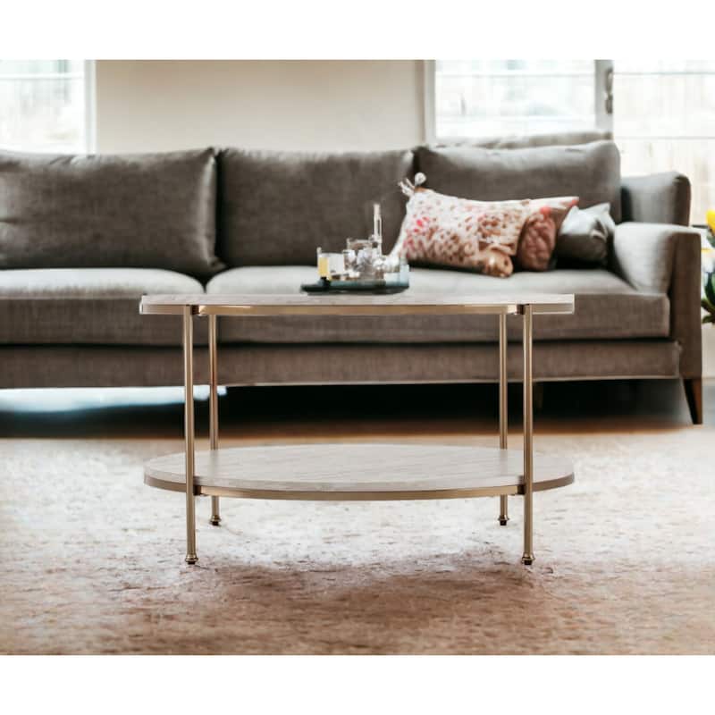 Modern White Square Coffee Table with Storage Shelf and Solid Wood Top - 33.25” x 33.25” x 18.5”